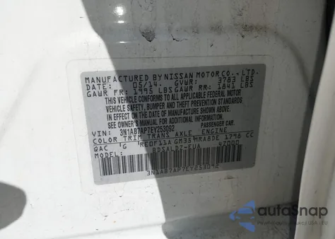 2014 Nissan Sentra Fe+ S/Fe+ Sv/S/Sl/Sr/Sv from USA, damaged, VIN 3N1AB7AP7EY253092